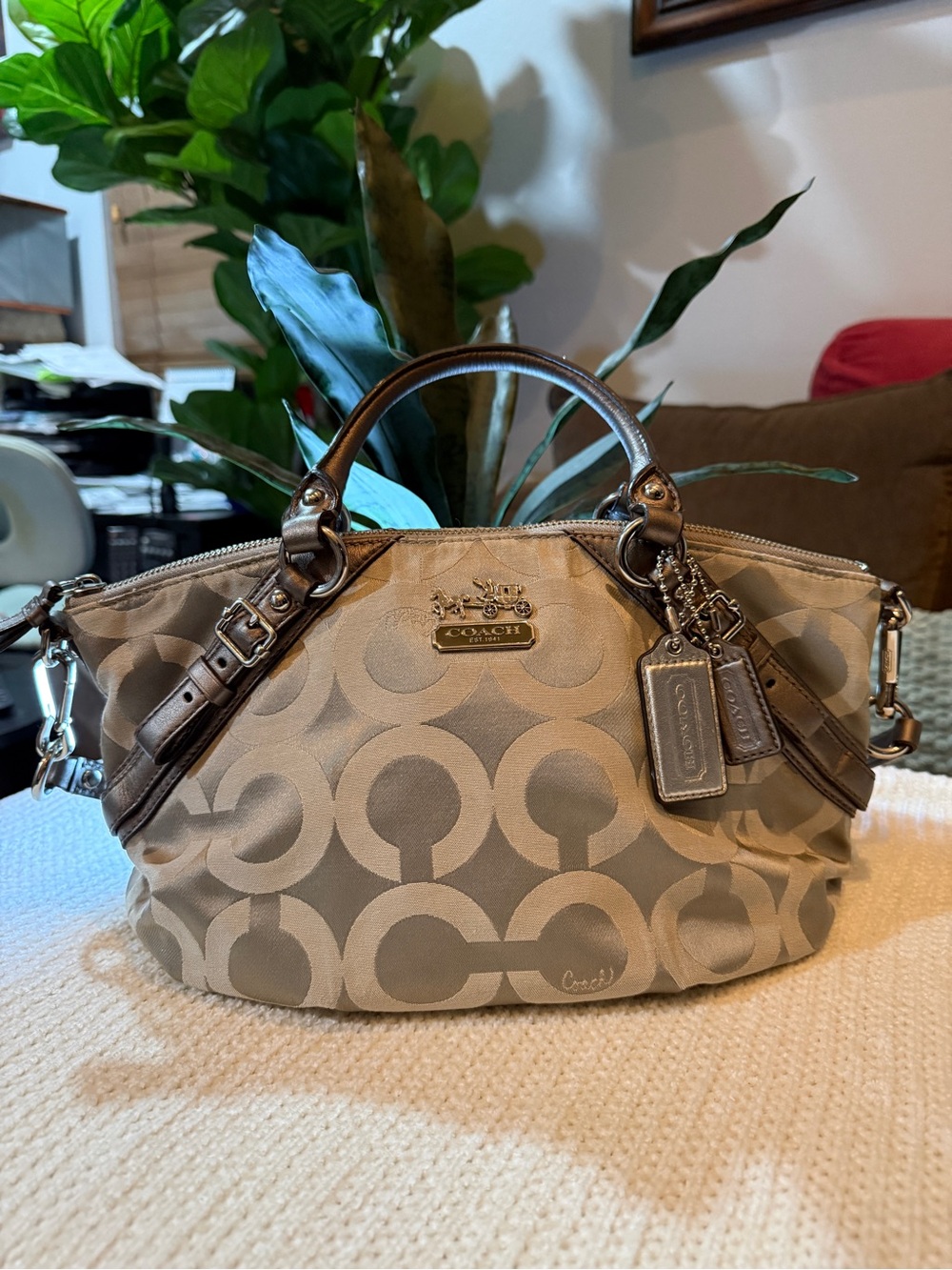 Coach Signature Canvas Satchel Gray